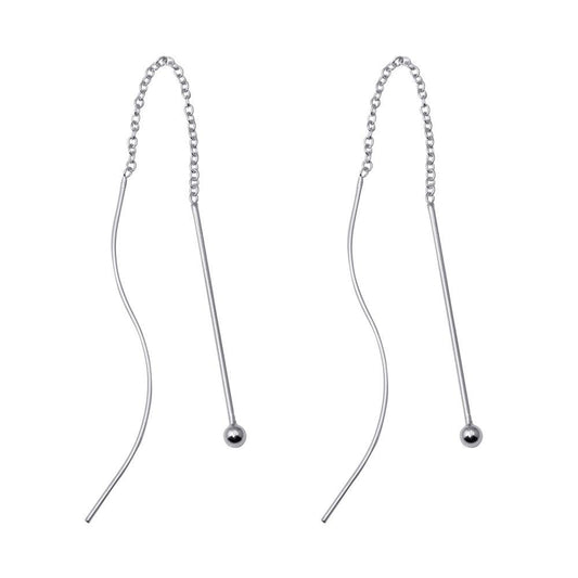 Silver 925 Rhodium Plated Dangling Hook Earrings - DSE00052 | Silver Palace Inc.