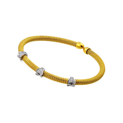 Closeout-Silver 925 Gold Plated Three Clear CZ Bracelet - ECB00023YW