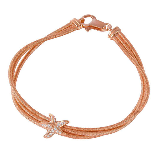 Silver 925 Rose Gold Plated CZ Starfish Italian Bracelet - ECB00052R | Silver Palace Inc.