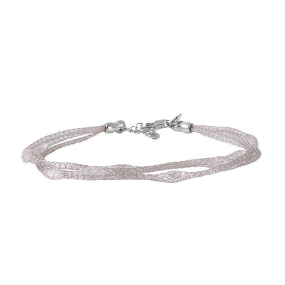 Closeout-Silver 925 Rhodium Plated Mesh Embedded CZ Thin Italian Bracelet - ECB00090RH | Silver Palace Inc.