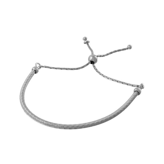 Closeout-Silver 925 Rhodium Plated Italian Lariat Bracelet - ECB00096RH | Silver Palace Inc.