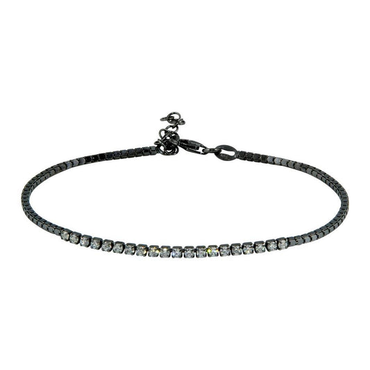 Closeout-Silver 925 Black Rhodium Plated CZ Bracelet - ECB00106BLK | Silver Palace Inc.