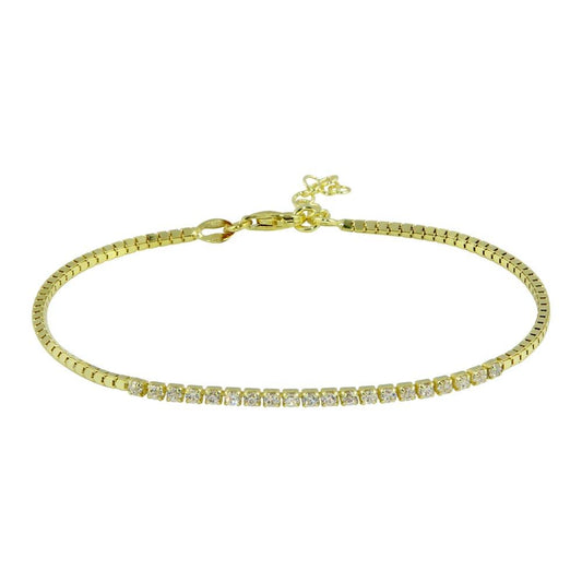 Closeout-Silver 925 Gold Plated CZ Bracelet - ECB00106GP | Silver Palace Inc.