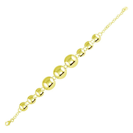 Silver 925 Gold Plated Small and Large Circle Disc Bracelet - ECB00115GP | Silver Palace Inc.