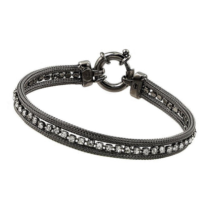 Silver 925 Black Rhodium Plated Clear Multiple Square CZ Bracelet - ECB007BLK | Silver Palace Inc.