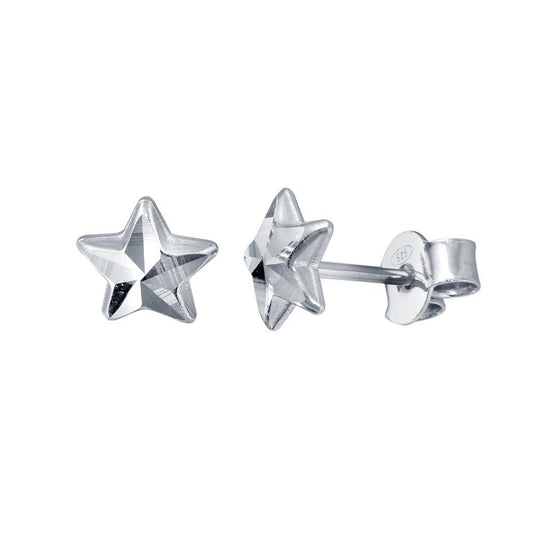 Silver 925 Rhodium Plated DC Star Earrings - ECE00048RH | Silver Palace Inc.