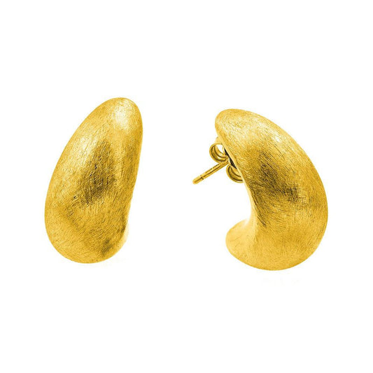 Silver 925 Gold Plated Crescent Stud Earrings - ECE005GP | Silver Palace Inc.