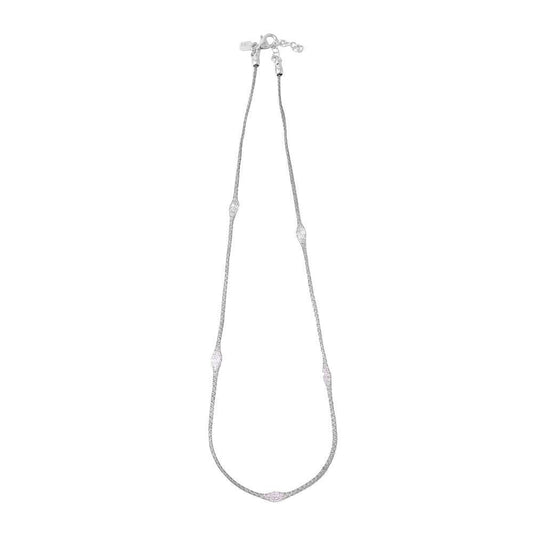 Silver 925 Black Rhodium Plated Mesh Embedded CZ Thin Italian Necklace - ECN00016BL | Silver Palace Inc.