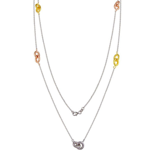 Silver 925 Tri-Colored Link Chain Necklace - ECN00042TRI | Silver Palace Inc.