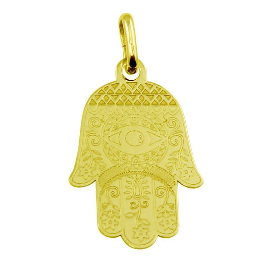 Silver 925 Gold Plated Small Hamsa Pendant - ECP00007GP | Silver Palace Inc.