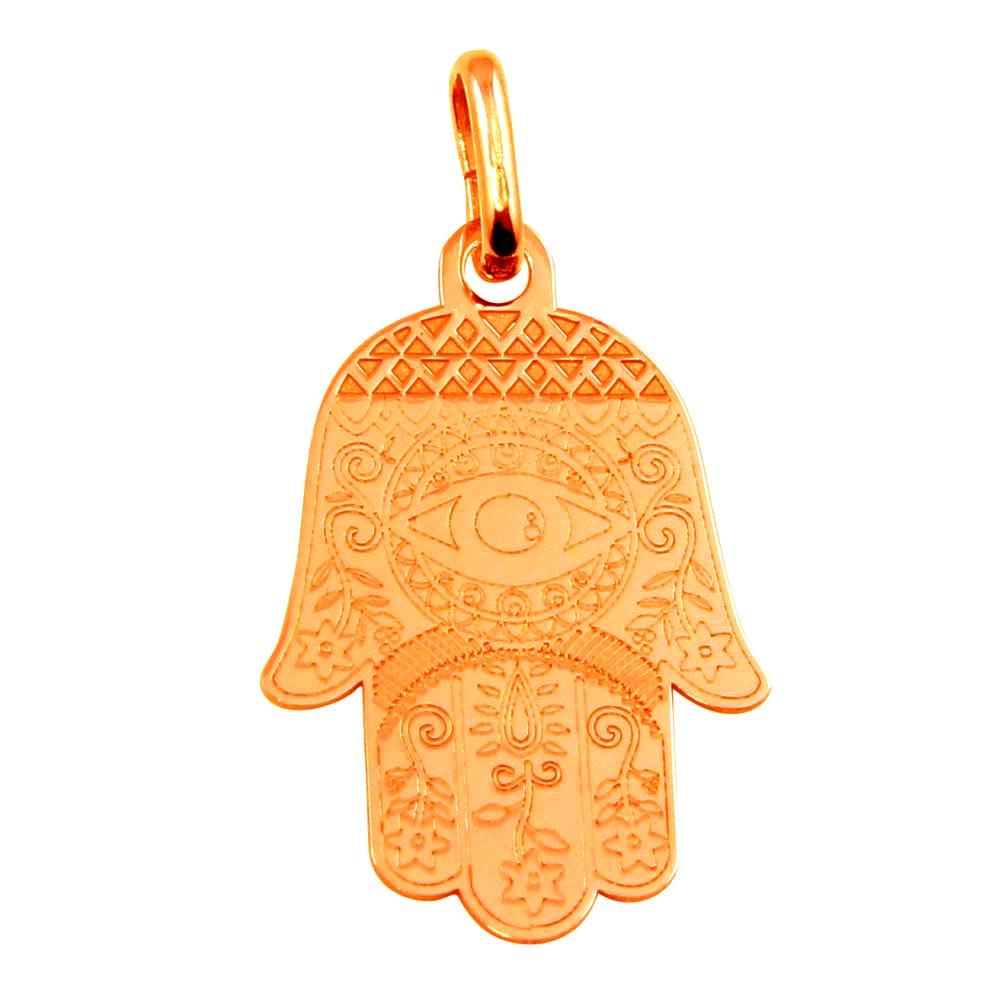 Silver 925 Rose Gold Plated Small Hamsa Pendant - ECP00007RGP | Silver Palace Inc.