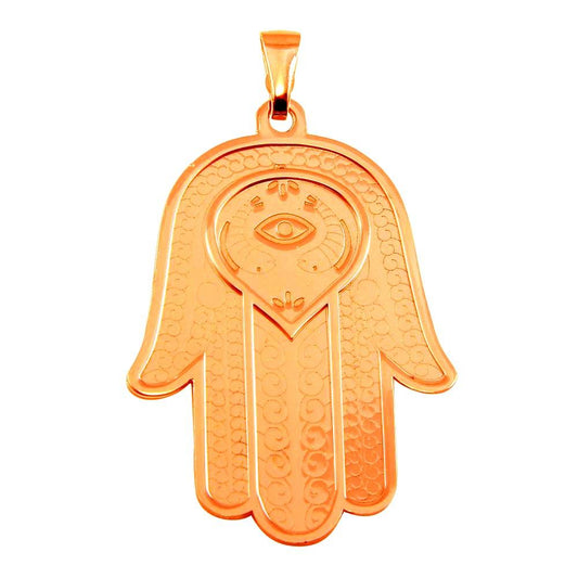 Silver 925 Rose Gold Plated Large Hamsa Pendant - ECP00008RGP | Silver Palace Inc.