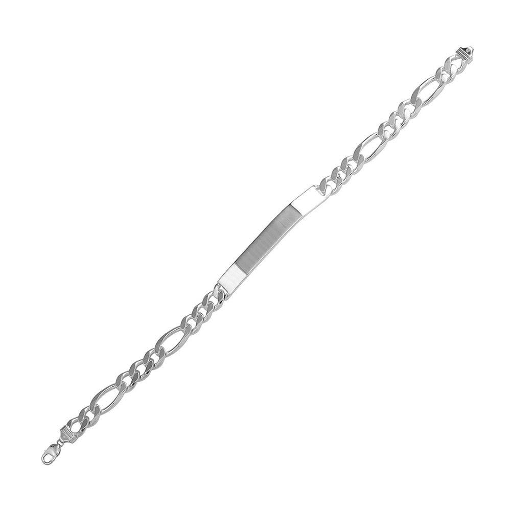 Silver 925 Engravable ID Super Flat Figaro 120 Bracelet 4.5mm - ID-FIG120 | Silver Palace Inc.