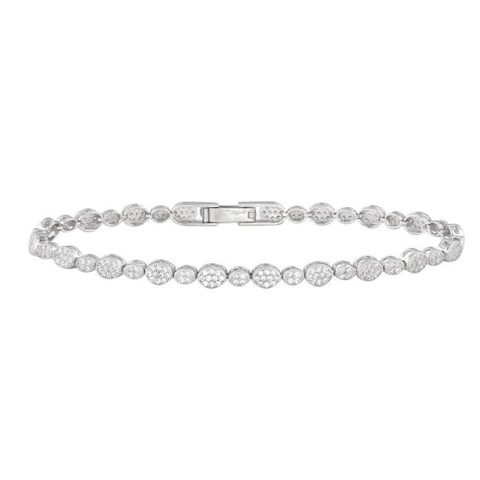 Silver 925 Rhodium Plated Multiple Circle and Marquis Clear Tennis Micro Pave CZ Bracelet - GMB00006 | Silver Palace Inc.