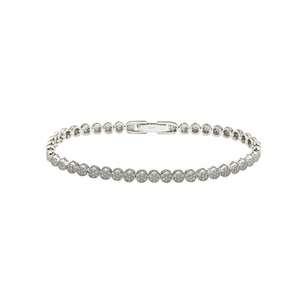 Silver 925 Rhodium Plated 4mm Multiple Circle Clear Tennis Micro Pave CZ Bracelet - GMB00007 | Silver Palace Inc.