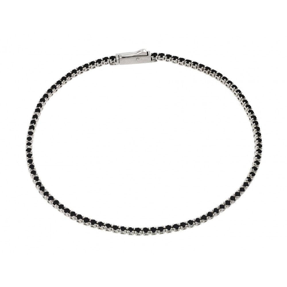 Silver 925 Rhodium Plated Multiple 1.7mm Circle Black Tennis Micro Pave CZ Bracelet - GMB00009RH-BLK | Silver Palace Inc.