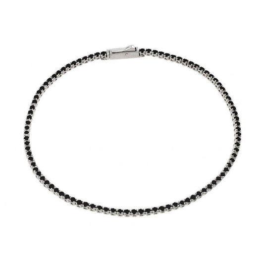 Silver 925 Rhodium Plated Multiple 1.7mm Circle Black Tennis Micro Pave CZ Bracelet - GMB00009RH-BLK | Silver Palace Inc.