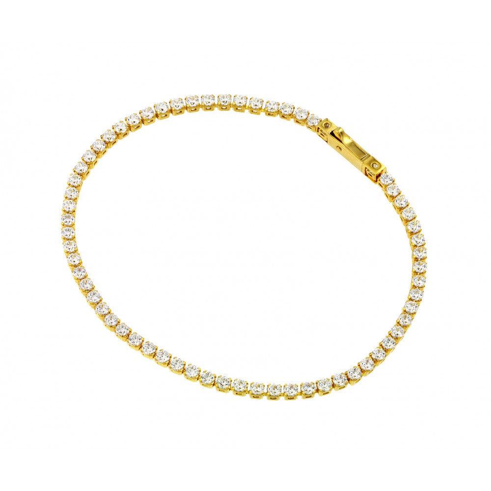 Silver 925 Gold Plated CZ Box Bracelet - GMB00012GP | Silver Palace Inc.