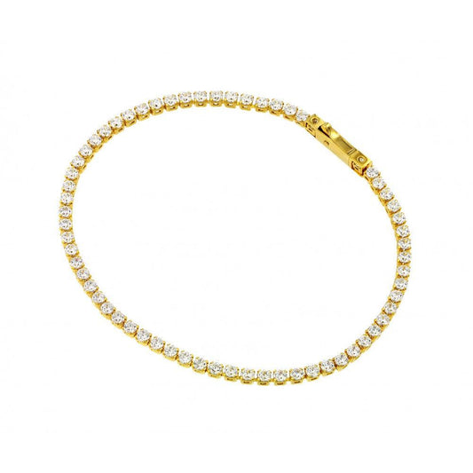 Silver 925 Gold Plated CZ Box Bracelet - GMB00012GP | Silver Palace Inc.