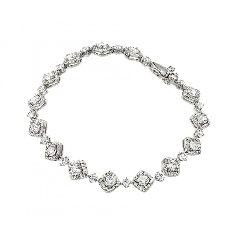 Silver 925 Rhodium Plated CZ Square Box Bracelet - GMB00015RH | Silver Palace Inc.