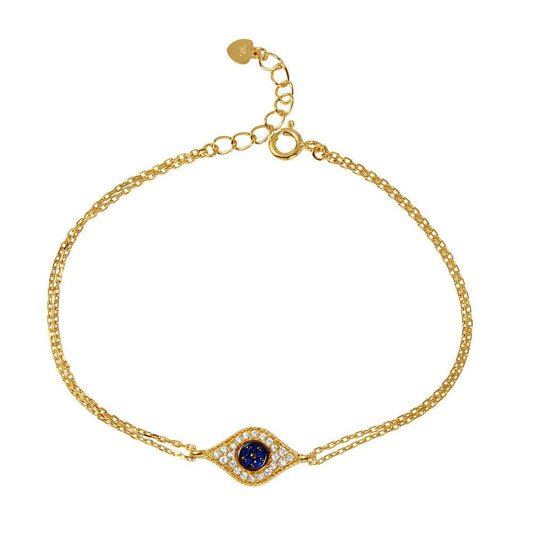 Silver 925 Gold Plated Evil Eye Bracelet - GMB00036B-S | Silver Palace Inc.