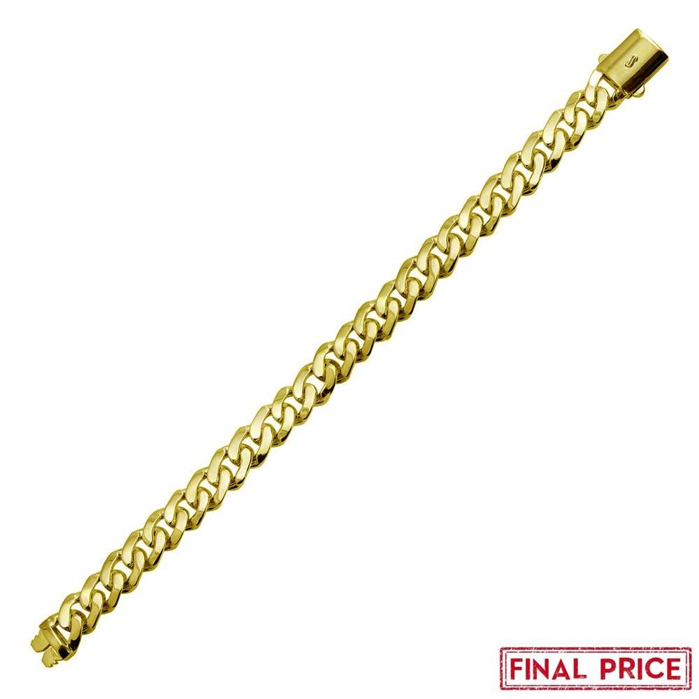 Silver 925 Gold Plated Miami Cuban Link Bracelet 9.6mm - GMB00082GP | Silver Palace Inc.