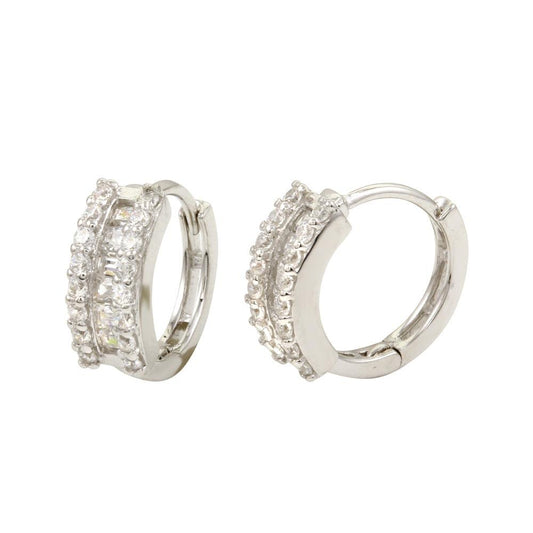 Silver 925 Rhodium Plated huggie hoop Earrings - GME00064 | Silver Palace Inc.