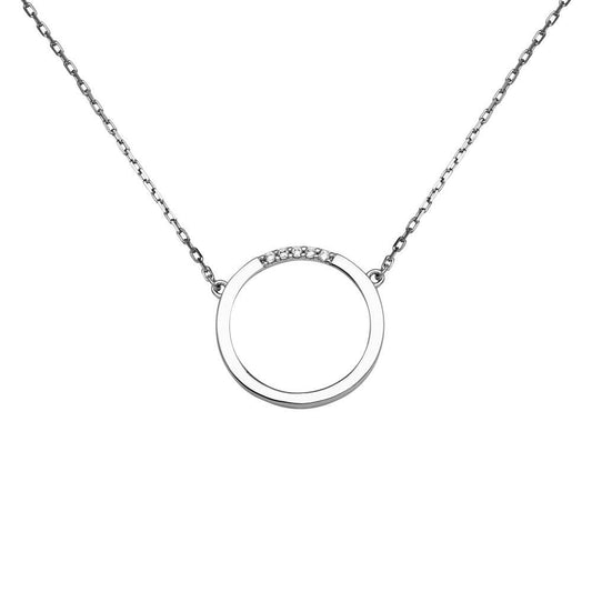 Silver 925 Rhodium Plated Circle Pendant with CZ - GMN00038 | Silver Palace Inc.