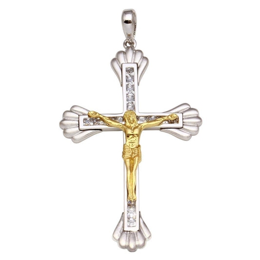 Silver 925 Two-Toned Crucifix Pendant **Pendant Only** - GMP00020RG | Silver Palace Inc.