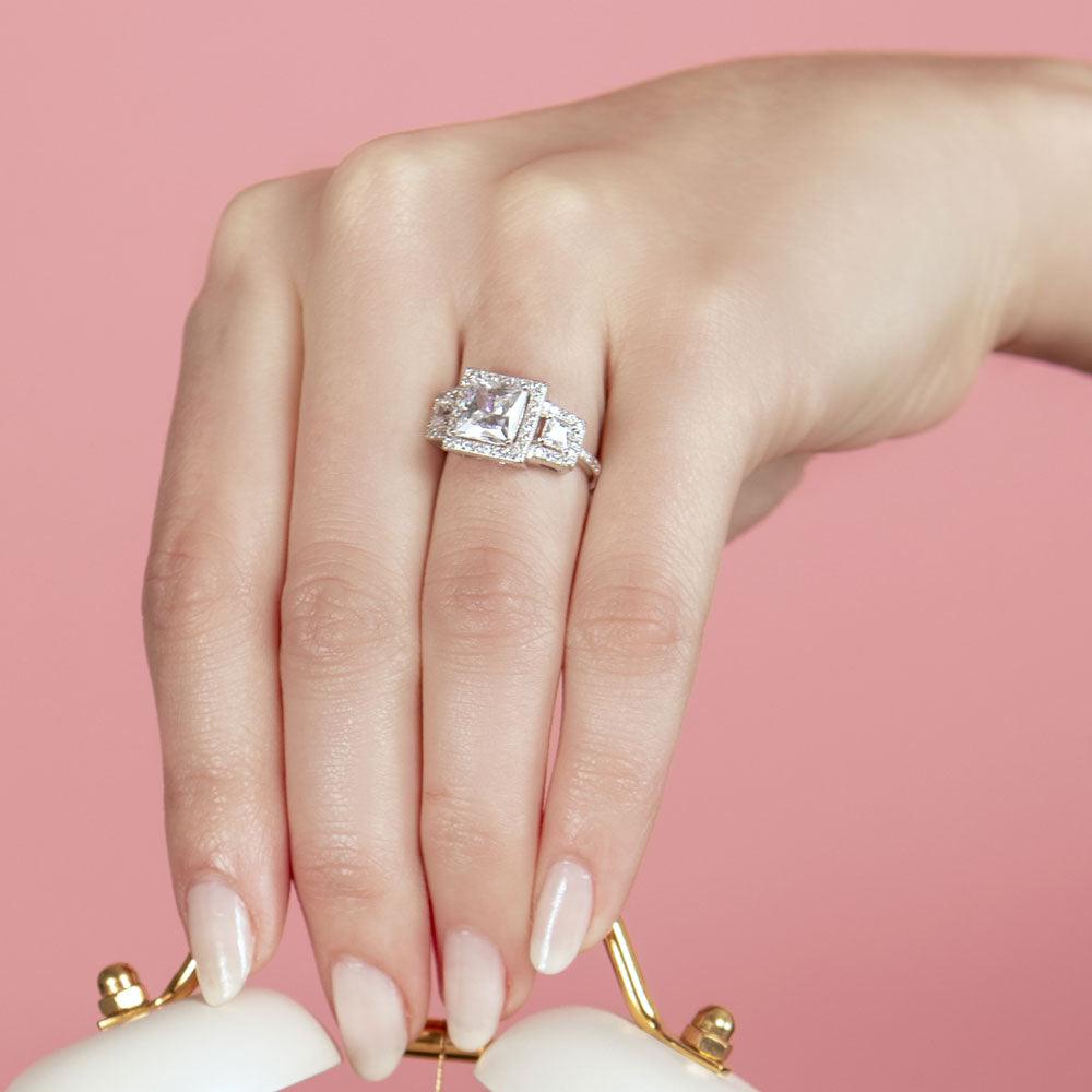 Silver 925 Rhodium Plated Micro Pave CZ Ring - GMR00014