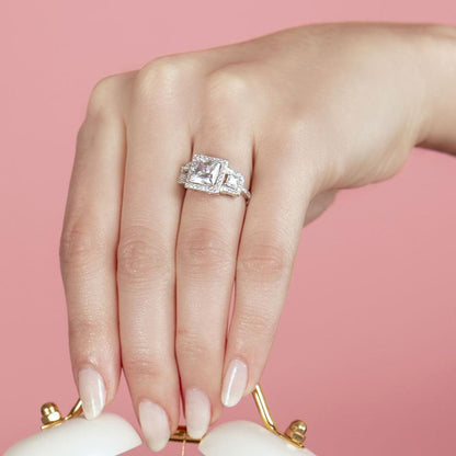 Silver 925 Rhodium Plated Micro Pave CZ Ring - GMR00014