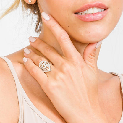 Silver 925 Rhodium Plated Micro Pave CZ Ring - GMR00017