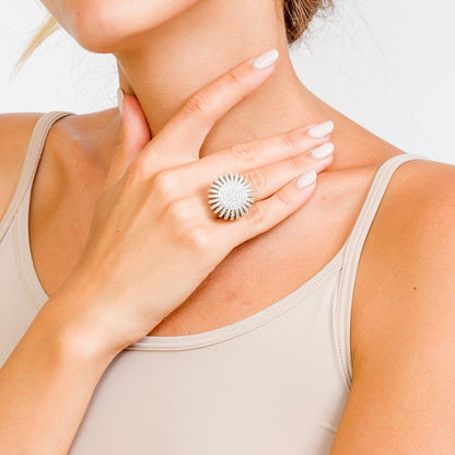 Silver 925 Rhodium Plated Micro Pave CZ Ring - GMR00026