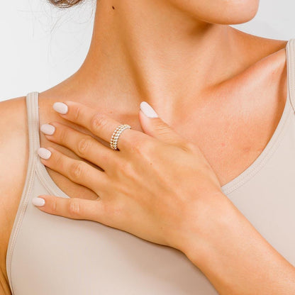 Silver 925 Rhodium Plated Tri-Color Stackable CZ Ring - GMR00059TRI