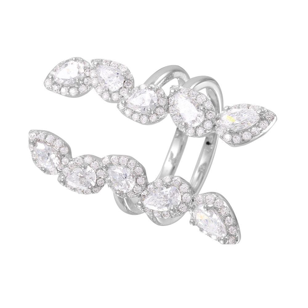 Silver 925 Rhodium Plated CZ Open Ring - GMR00063 | Silver Palace Inc.