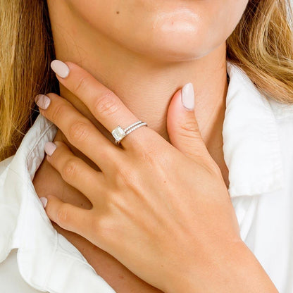 Silver 925 Rhodium Plated Stackable CZ Bridal Ring - GMR00080