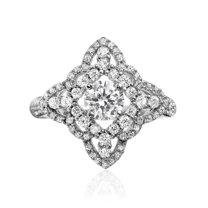 Silver 925 Rhodium Plated Diamond Shape Design Ring Encrusted with CZ Stones - GMR00087