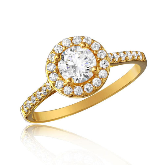 Silver 925 Gold Plated Thin Micro Pave Ring with CZ - GMR00128GP | Silver Palace Inc.