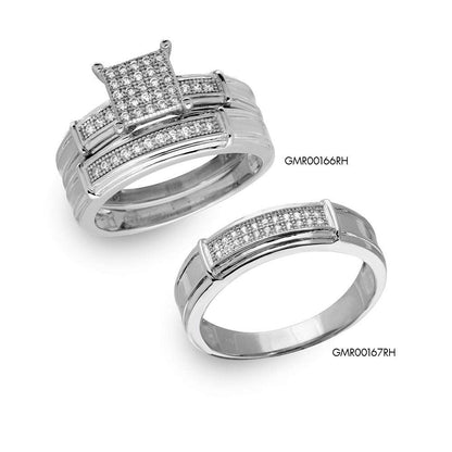 Silver 925 Rhodium Plated Double Bar CZ Ring - GMR00167