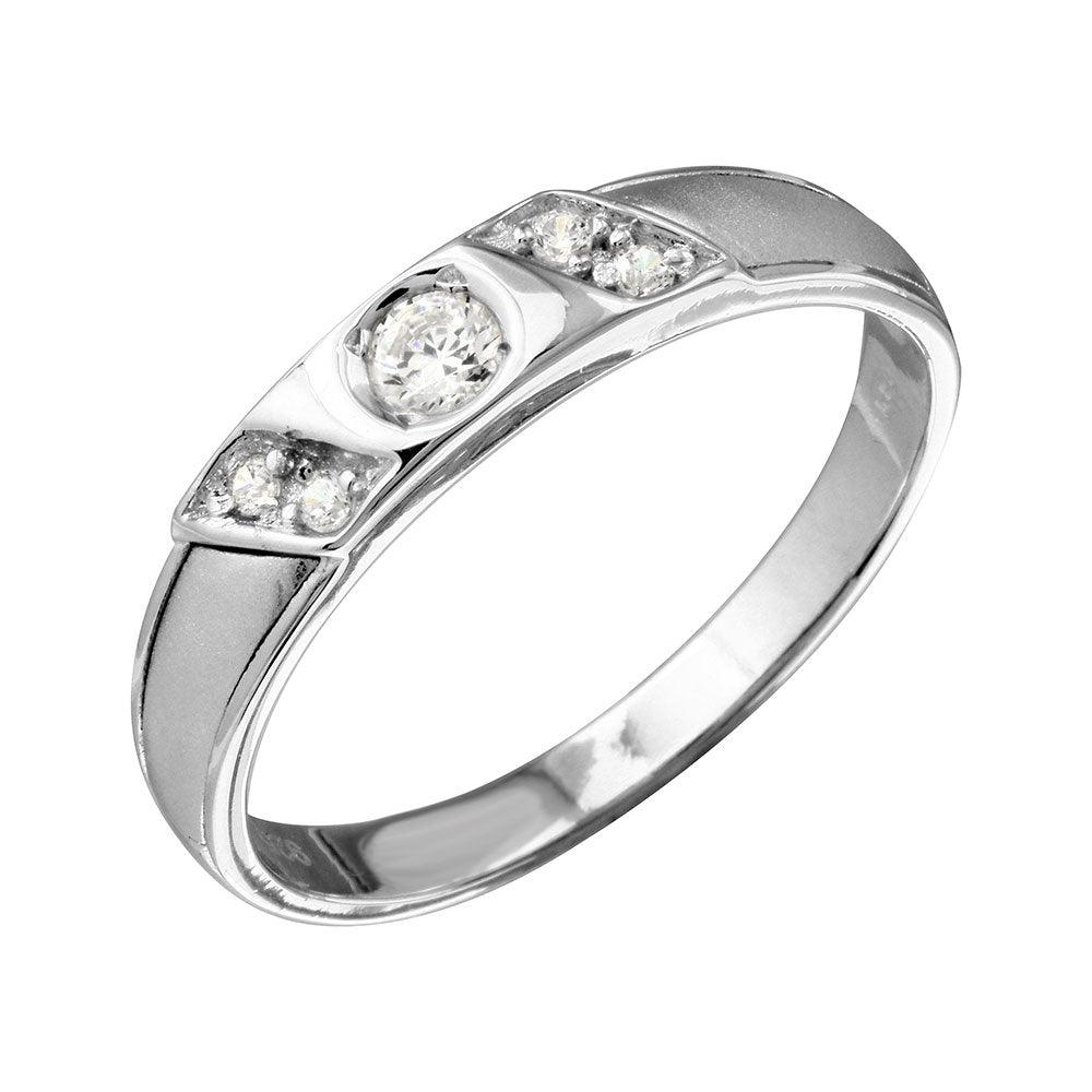 Mens Sterling Silver 925 Slash CZ Trios Bridal CZ Ring - GMR00193 | Silver Palace Inc.