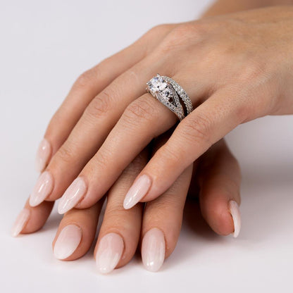 Silver 925 Rhodium Plated CZ Bridal Ring - GMR00203