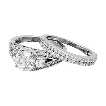 Silver 925 Rhodium Plated CZ Bridal Ring - GMR00203