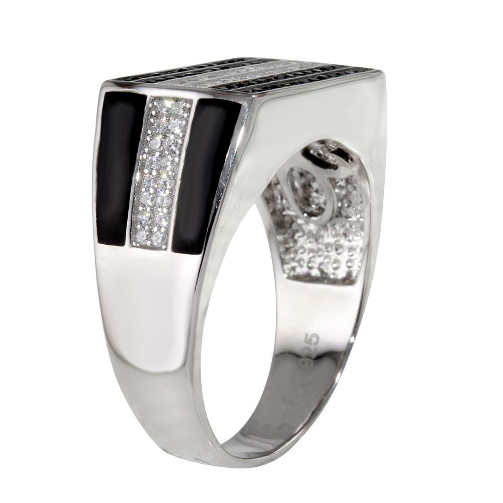 Silver 925 Rhodium Plated Rectangle Ring with CZ - GMR00224RB