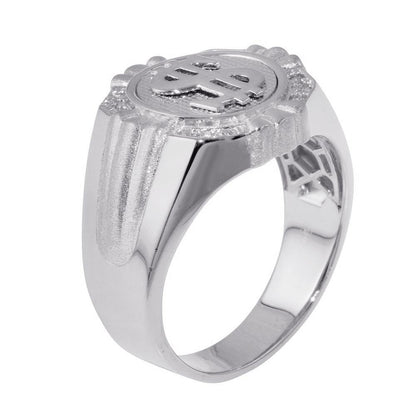 Silver 925 Rhodium Dollar Sign Ring with CZ - GMR00246RH