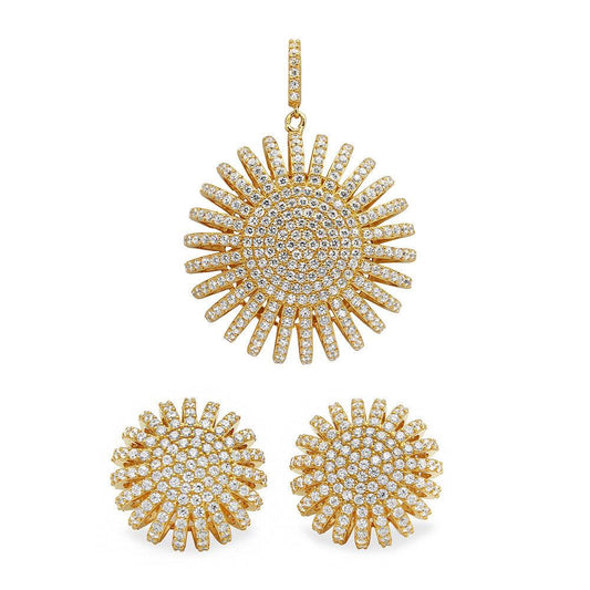 Silver 925 Gold Multi Pave Round Set - GMS00016GP | Silver Palace Inc.