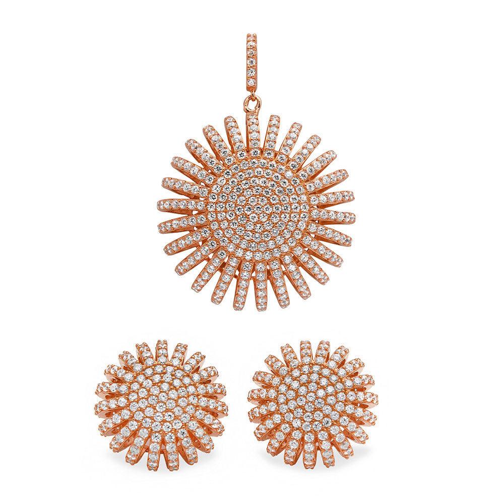 Silver 925 Rose Gold Multi Pave Round Set - GMS00016RGP | Silver Palace Inc.