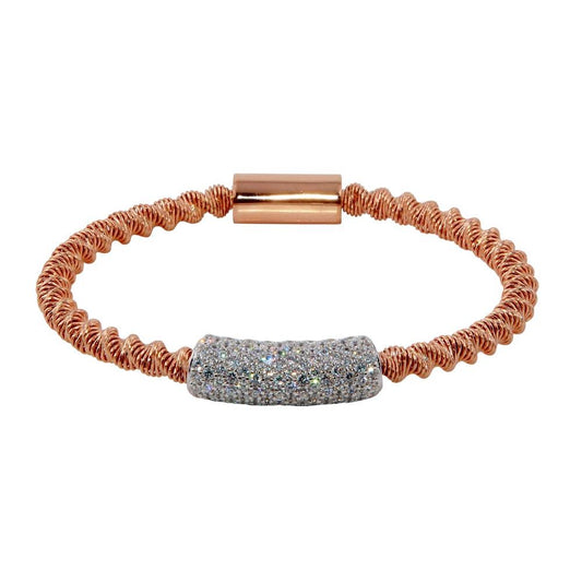 Closeout-Silver 925 Rose Gold Plated Italian Bracelet with CZ - ITB00095RGP | Silver Palace Inc.