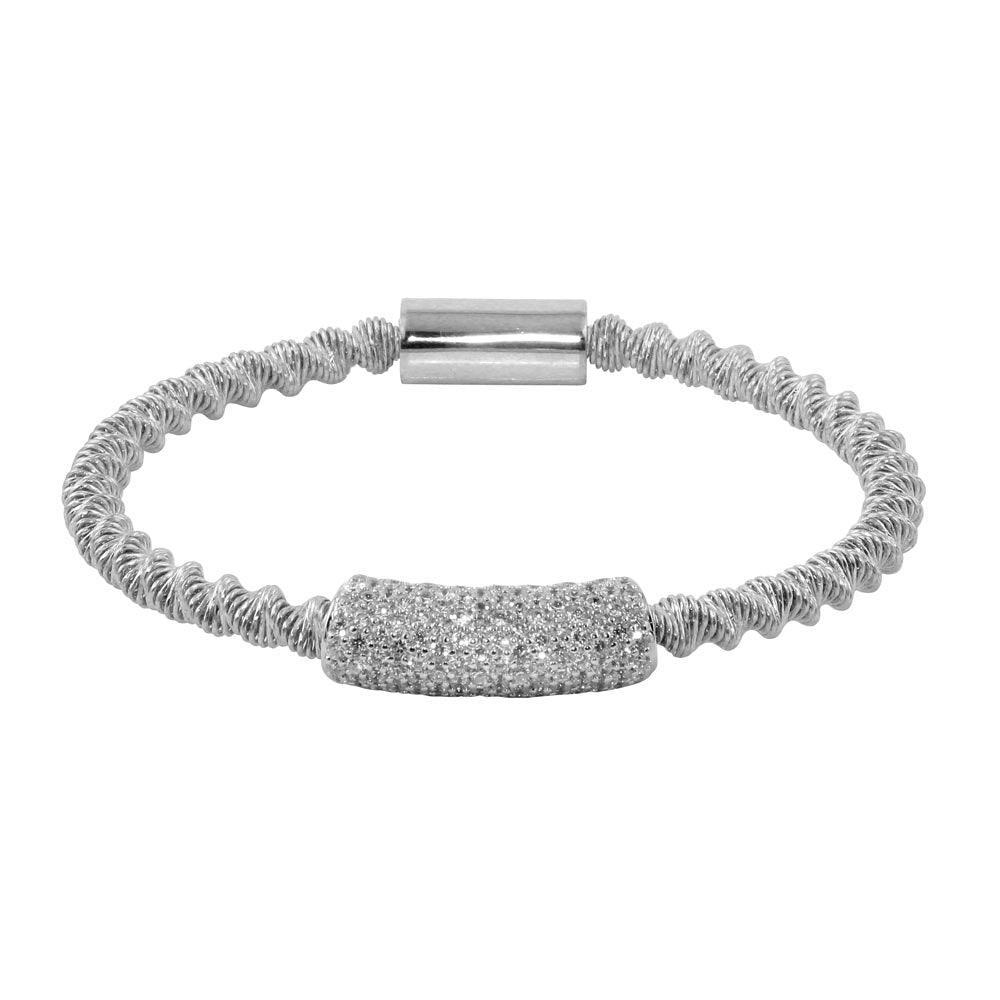 Closeout-Silver 925 Rhodium Plated Italian Bracelet with CZ - ITB00095RH | Silver Palace Inc.