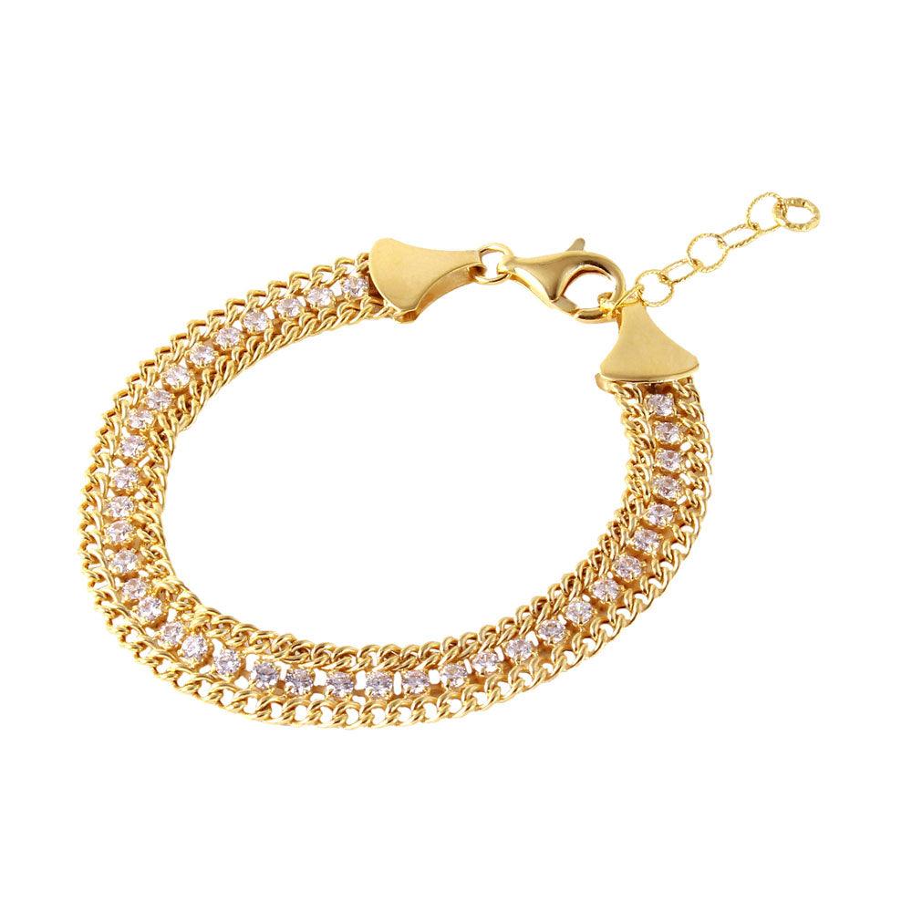 Silver 925 Gold Plated Italian Tennis CZ Bracelet - ITB00205GP | Silver Palace Inc.