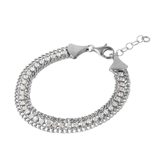 Silver 925 Rhodium Plated Italian Tennis CZ Bracelet - ITB00205RH | Silver Palace Inc.